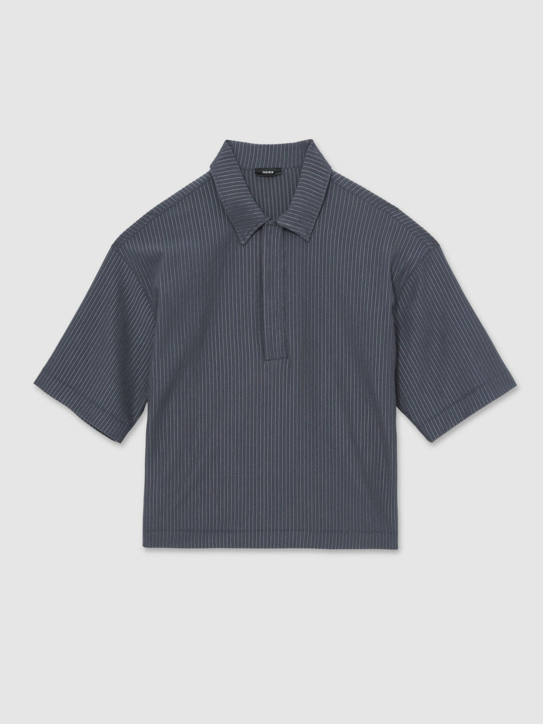 Oversized Textured Stripe Polo Shirt in Petrol Blue | Reiss Men Trending