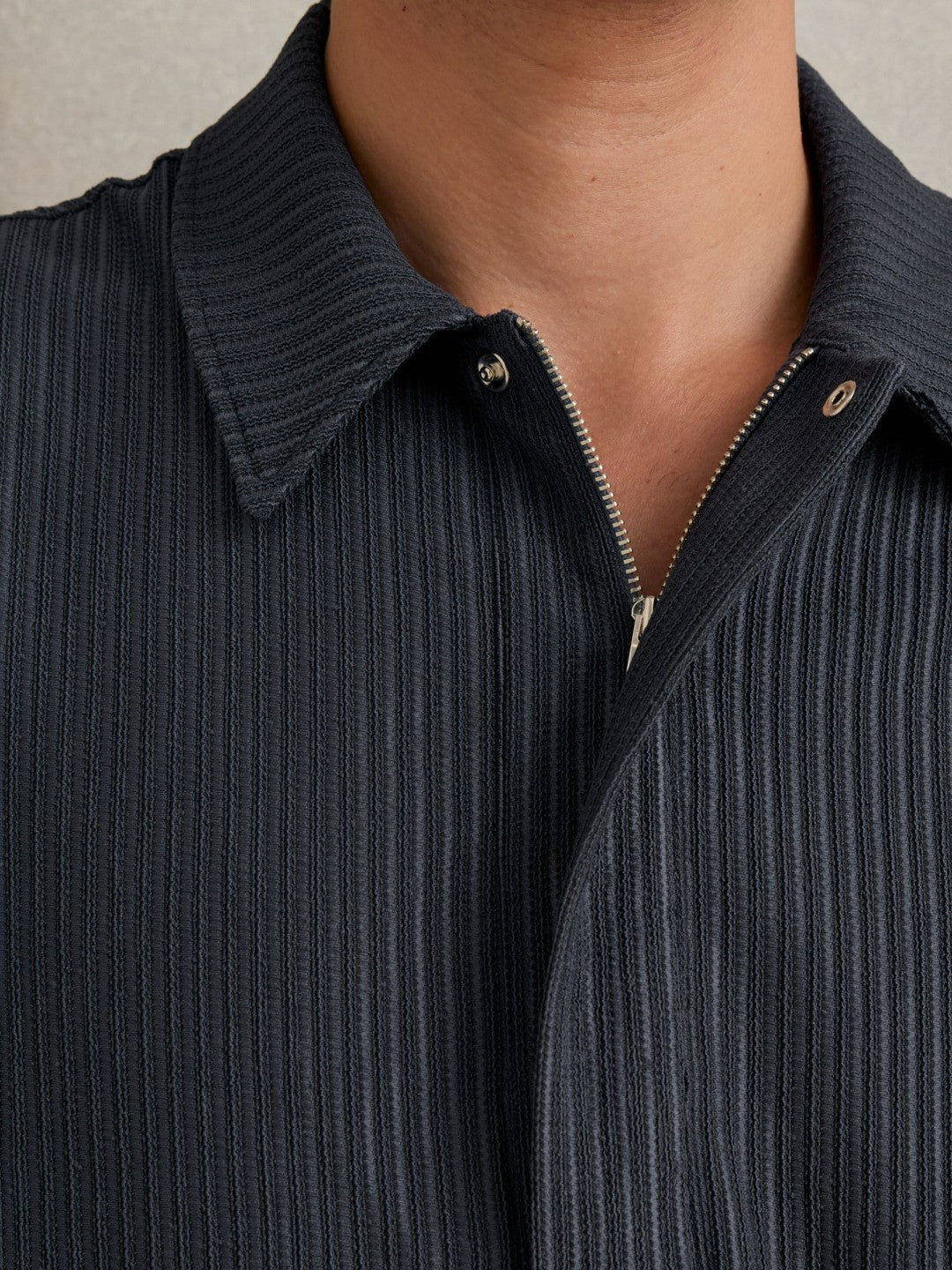 Oversized Textured Stripe Polo Shirt in Petrol Blue | Reiss Men Trending