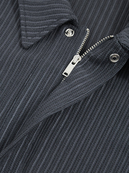 Oversized Textured Stripe Polo Shirt in Petrol Blue | Reiss Men Trending