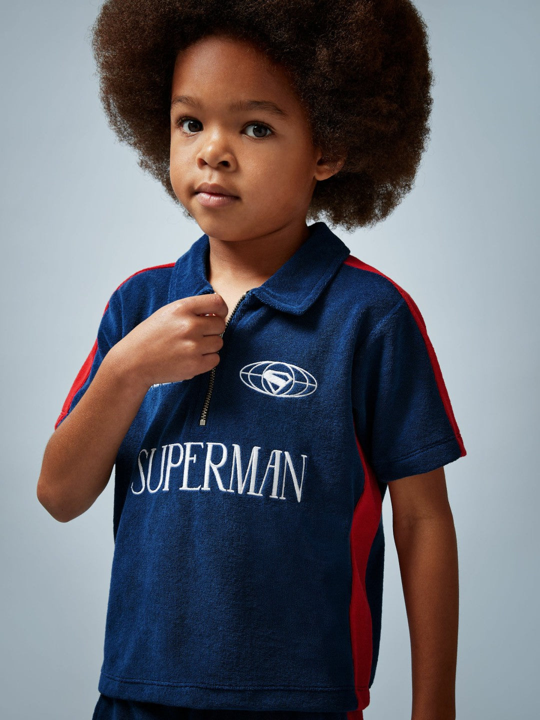 3-9 yrs Superman Towelling Polo Shirt in Blue/Red | Reiss Children & Baby Best Seller