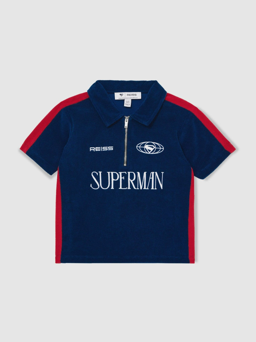 3-9 yrs Superman Towelling Polo Shirt in Blue/Red | Reiss Children & Baby Best Seller