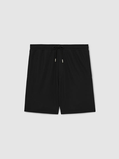 Textured Drawstring Shorts in Black | Reiss Men Recommended
