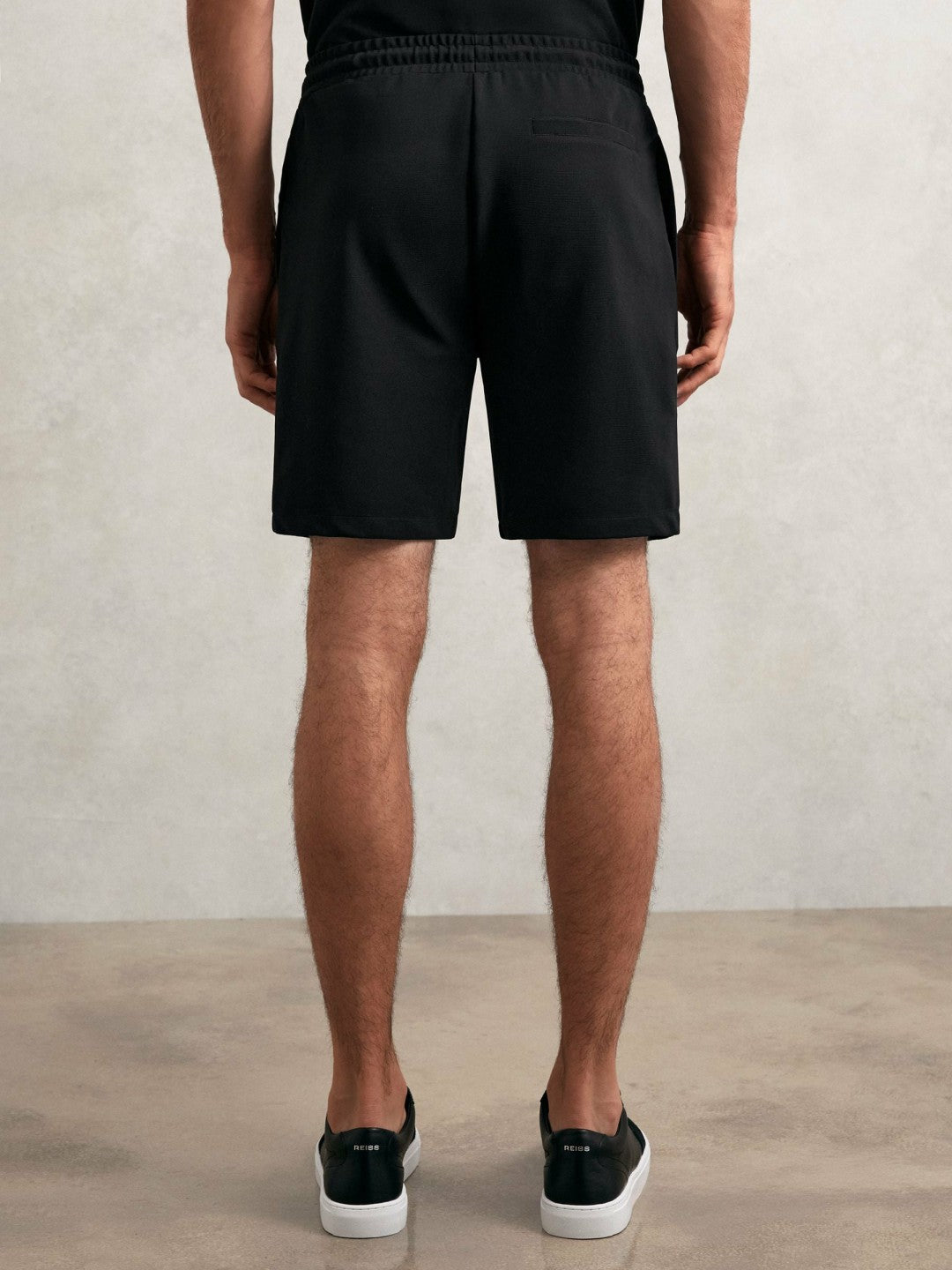 Textured Drawstring Shorts in Black | Reiss Men Recommended