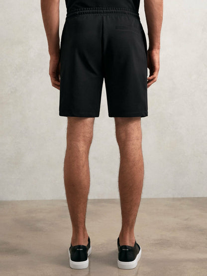 Textured Drawstring Shorts in Black | Reiss Men Recommended