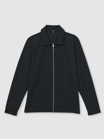 Textured Zip Through Overshirt in Navy | Reiss Men Exclusive