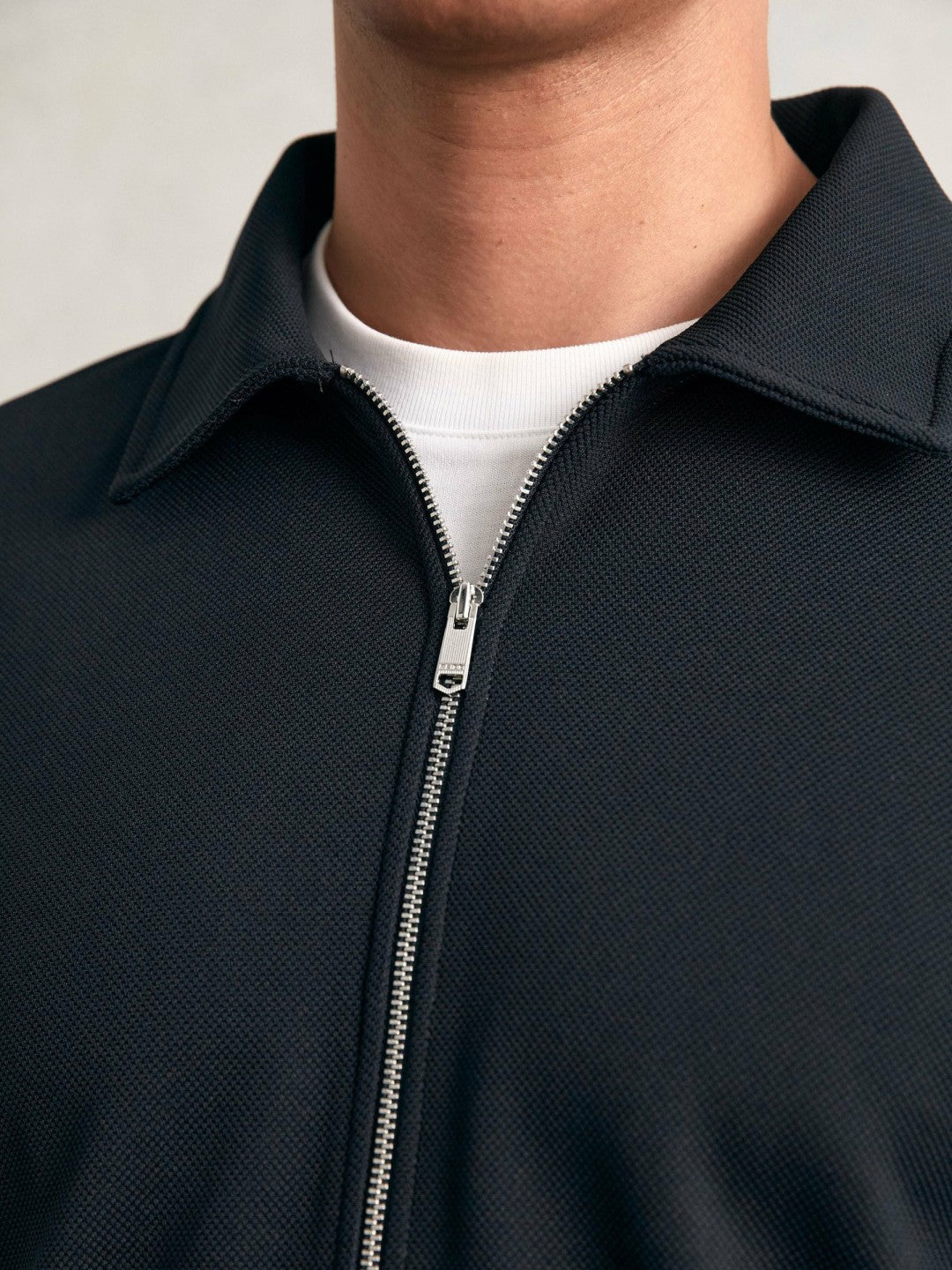 Textured Zip Through Overshirt in Navy | Reiss Men Exclusive