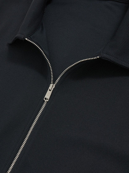 Textured Zip Through Overshirt in Navy | Reiss Men Exclusive