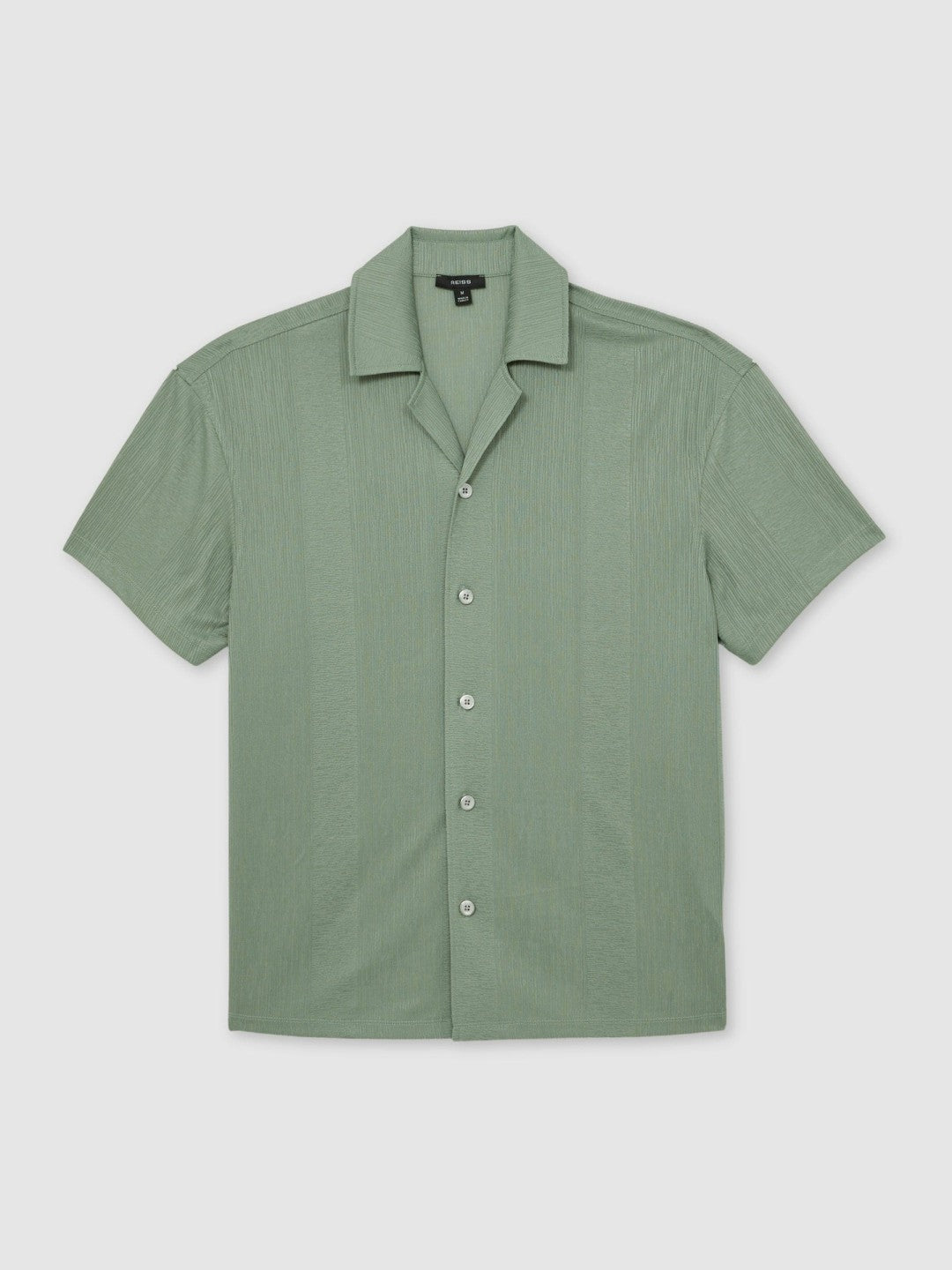 Jacquard-Stripe Cuban-Collar Shirt in Mint Green | Reiss Men Exclusive
