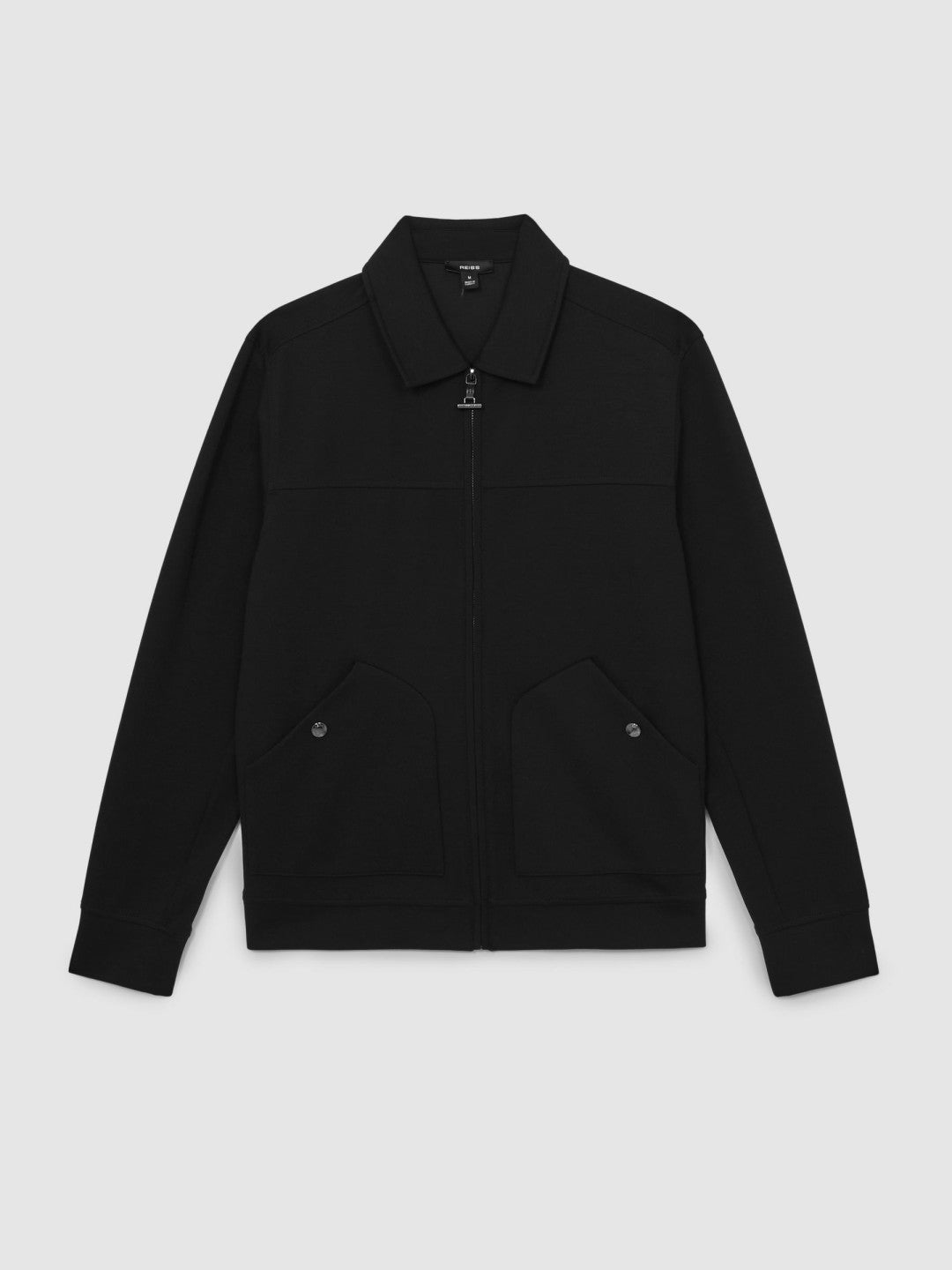 Interlock Zip Through Overshirt in Black | Reiss Men Signature
