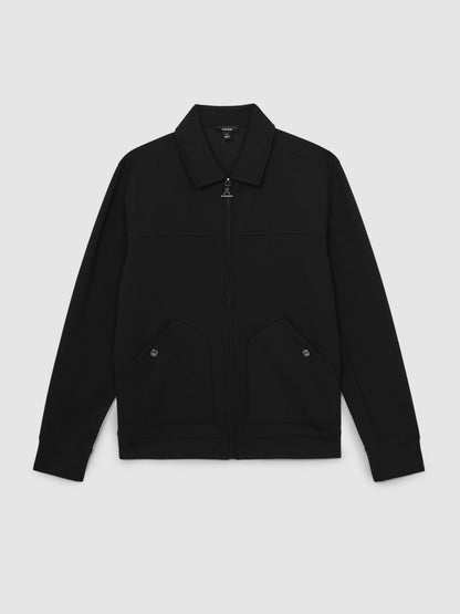 Interlock Zip Through Overshirt in Black | Reiss Men Signature