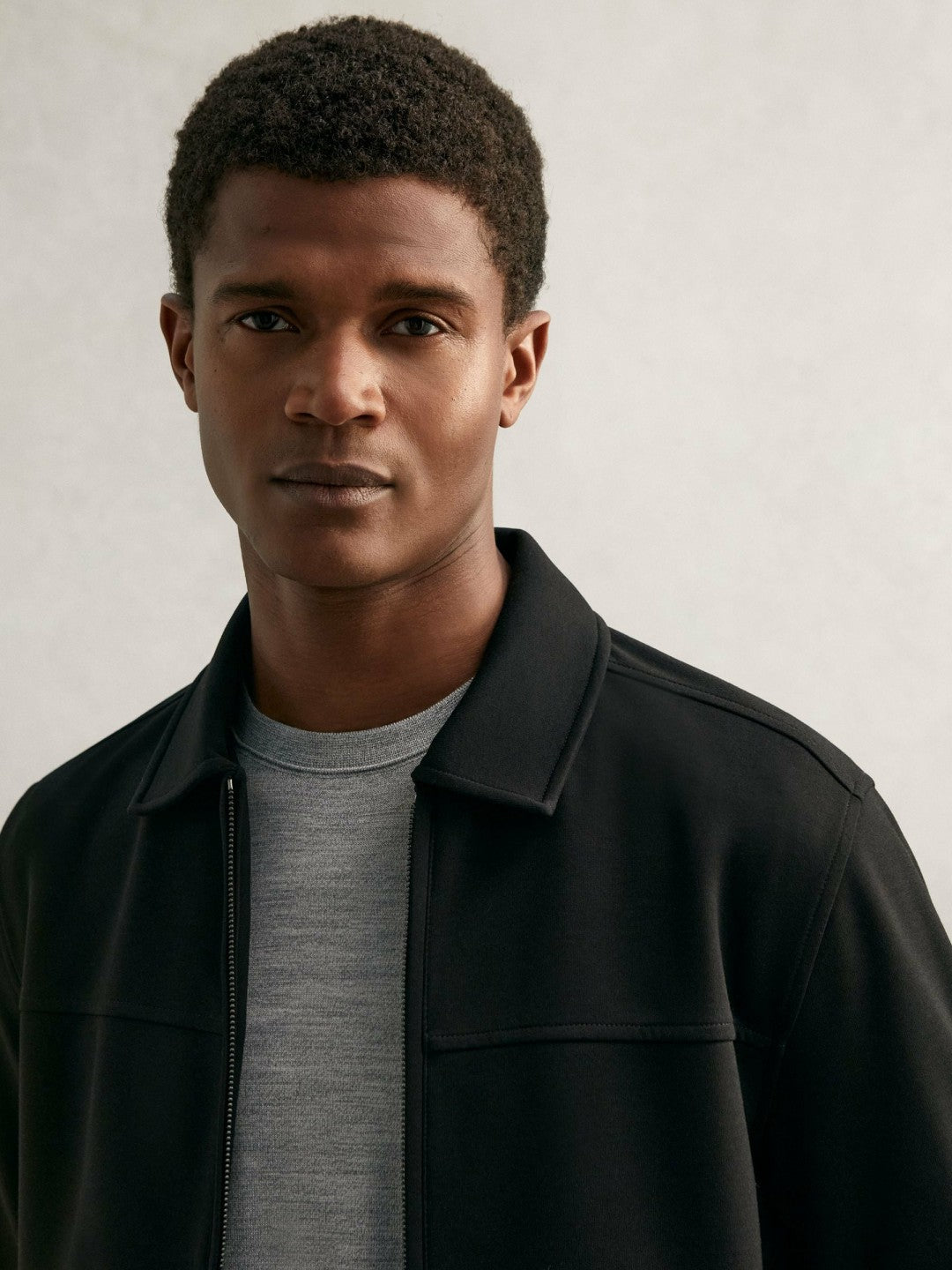 Interlock Zip Through Overshirt in Black | Reiss Men Signature