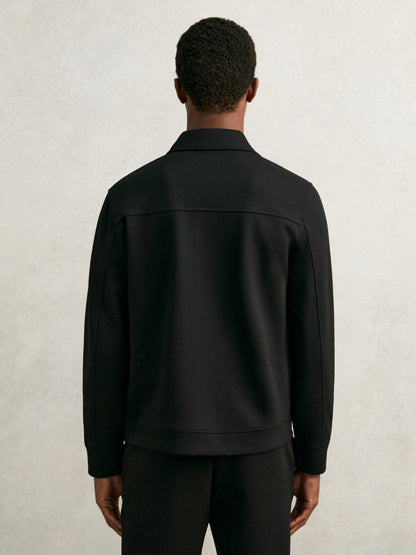 Interlock Zip Through Overshirt in Black | Reiss Men Signature