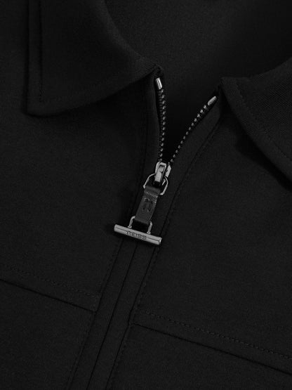 Interlock Zip Through Overshirt in Black | Reiss Men Signature