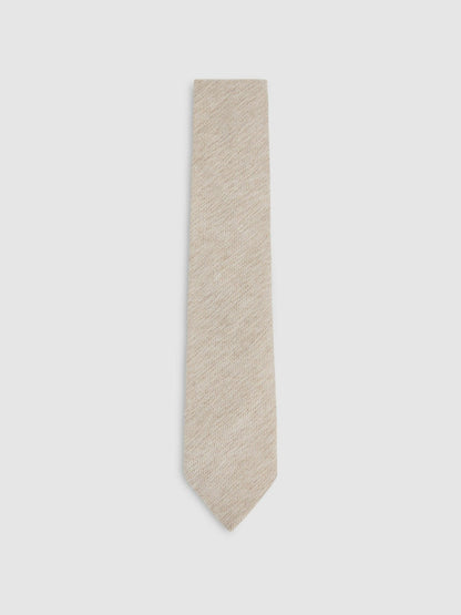 Wool-Silk Textured Tie in Oatmeal | Reiss Men Exclusive