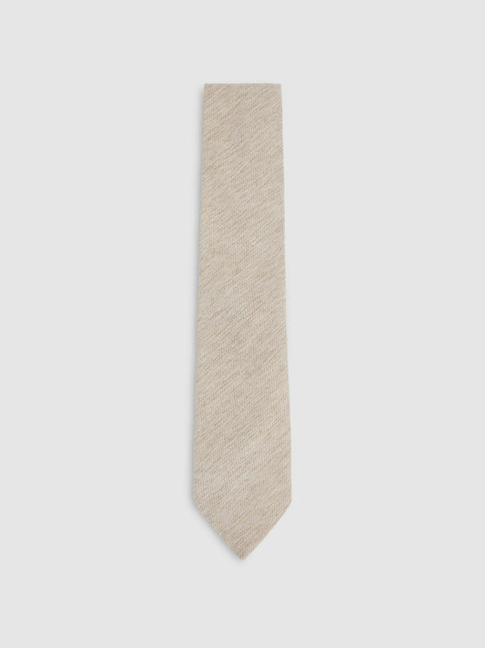 Wool-Silk Textured Tie in Oatmeal | Reiss Men Exclusive