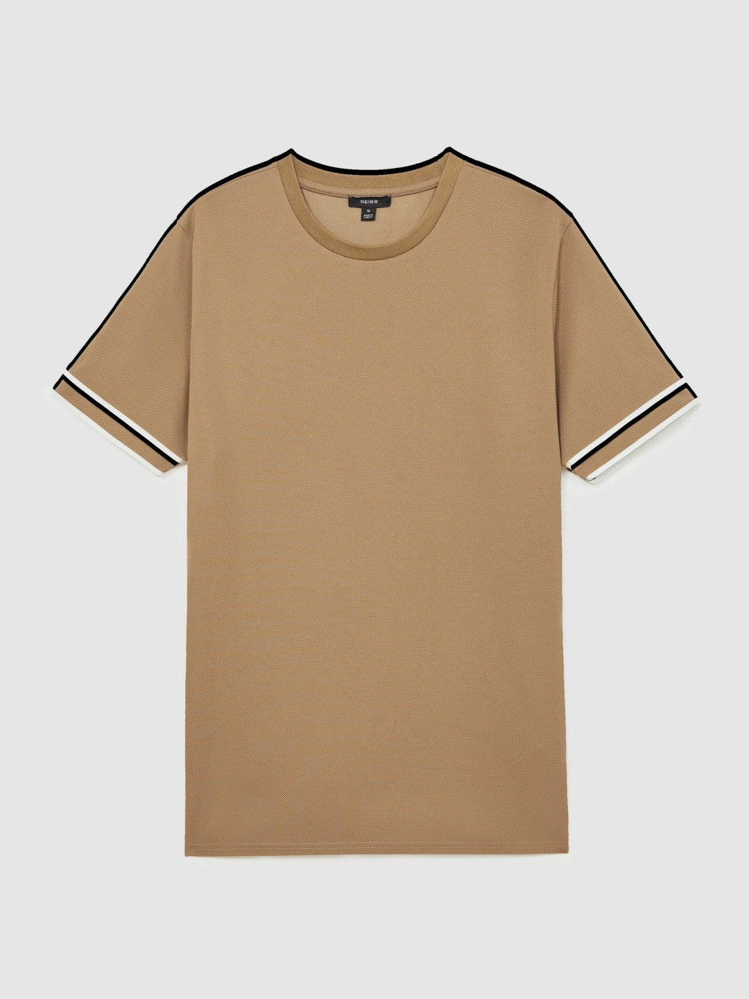 Textured Crew-Neck Tipped T-Shirt in Camel Brown | Reiss Men Popular