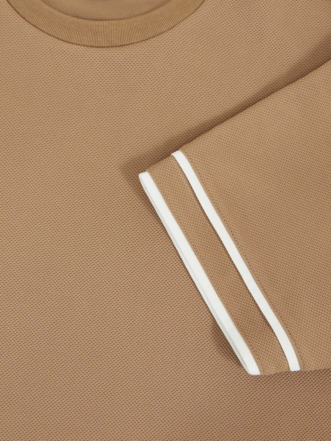 Textured Crew-Neck Tipped T-Shirt in Camel Brown | Reiss Men Popular