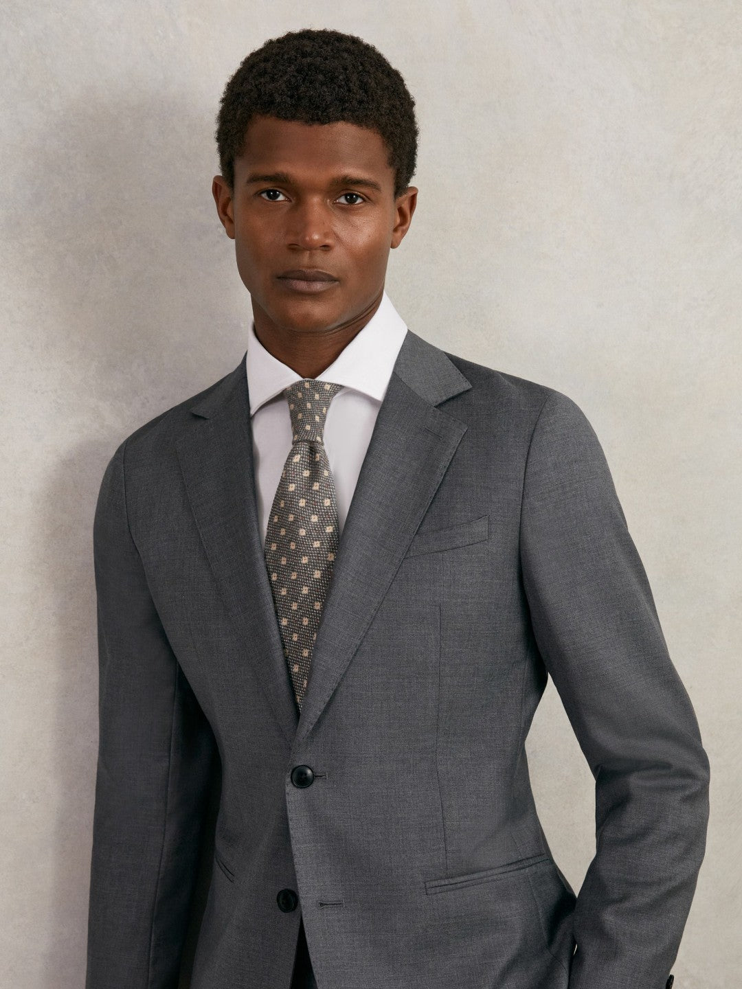 Wool-Silk Floral-Medallion Tie in Grey | Reiss Men Exclusive