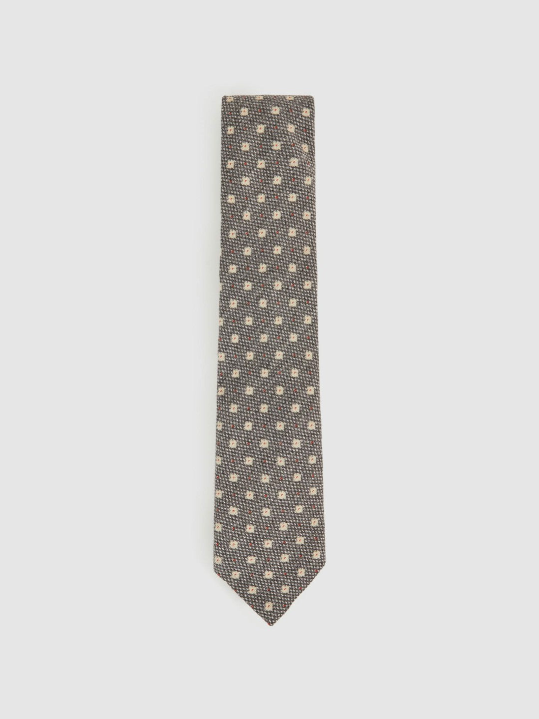 Wool-Silk Floral-Medallion Tie in Grey | Reiss Men Exclusive