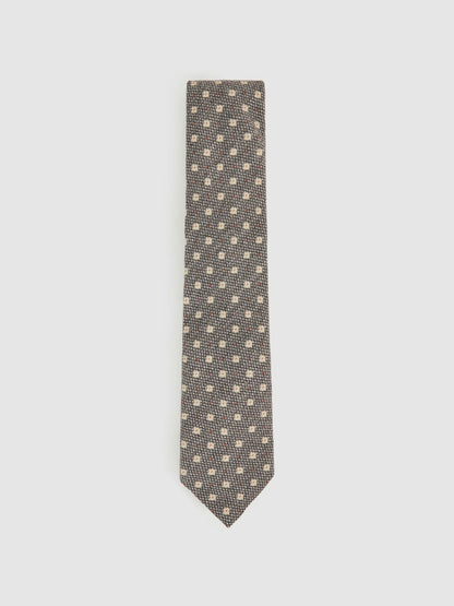 Wool-Silk Floral-Medallion Tie in Grey | Reiss Men Exclusive