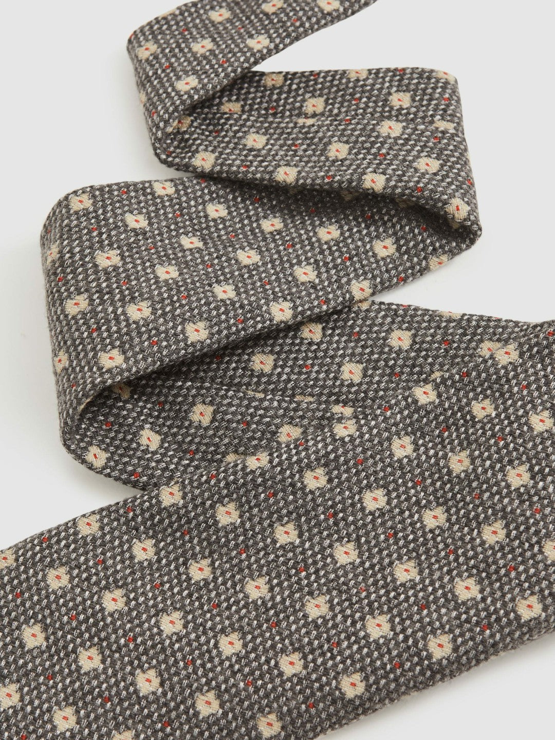 Wool-Silk Floral-Medallion Tie in Grey | Reiss Men Exclusive