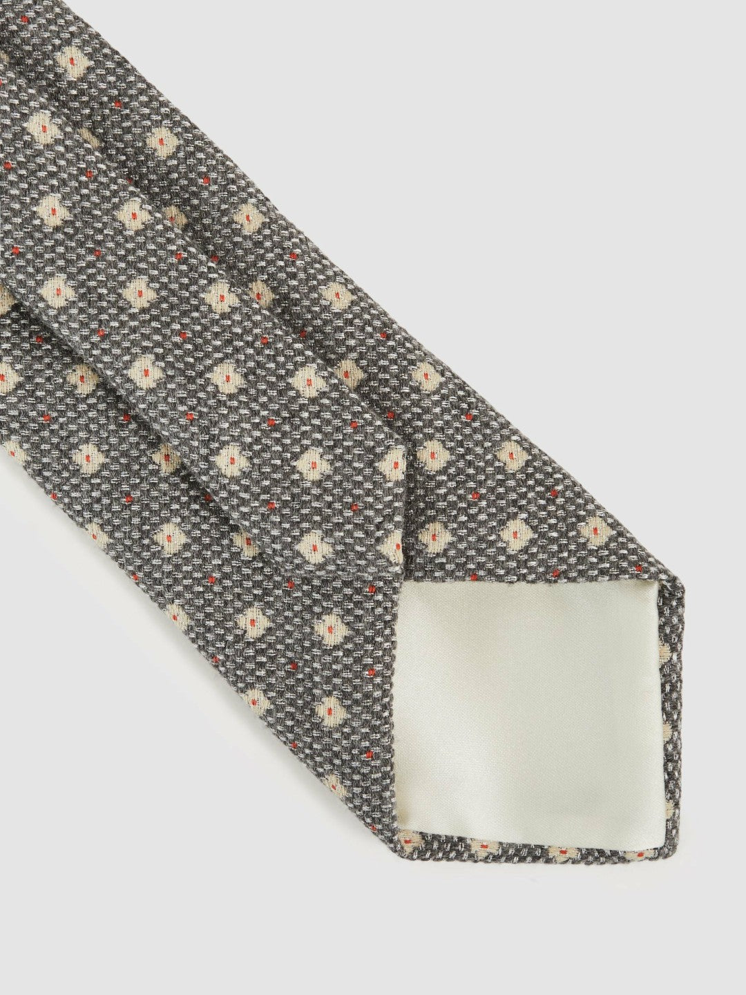 Wool-Silk Floral-Medallion Tie in Grey | Reiss Men Exclusive