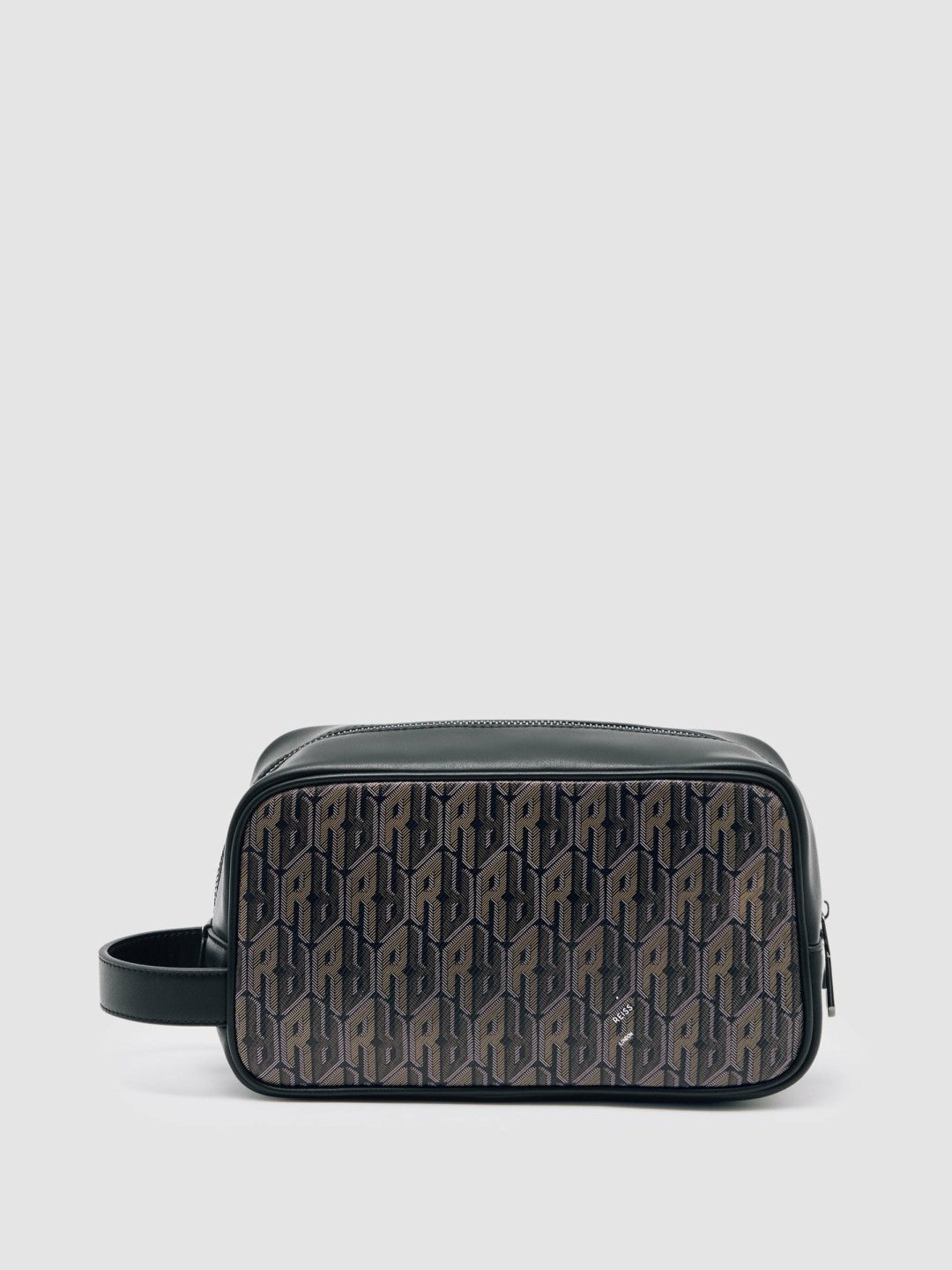 Coated Canvas Monogram Wash Bag in Grey Multi | Reiss Men Popular