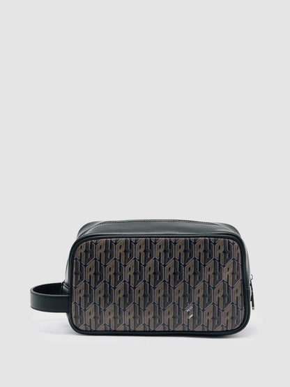 Coated Canvas Monogram Wash Bag in Grey Multi | Reiss Men Popular
