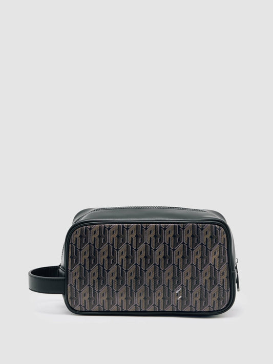 Coated Canvas Monogram Wash Bag in Grey Multi | Reiss Men Popular