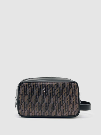 Coated Canvas Monogram Wash Bag in Grey Multi | Reiss Men Popular