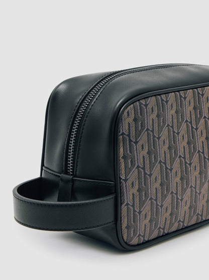 Coated Canvas Monogram Wash Bag in Grey Multi | Reiss Men Popular
