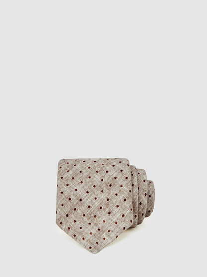 Wool-Cotton Polka-Dot Tie in Grey Melange | Reiss Men New