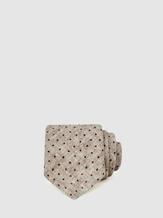 Wool-Cotton Polka-Dot Tie in Grey Melange | Reiss Men New