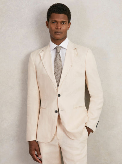 Wool-Cotton Polka-Dot Tie in Grey Melange | Reiss Men New