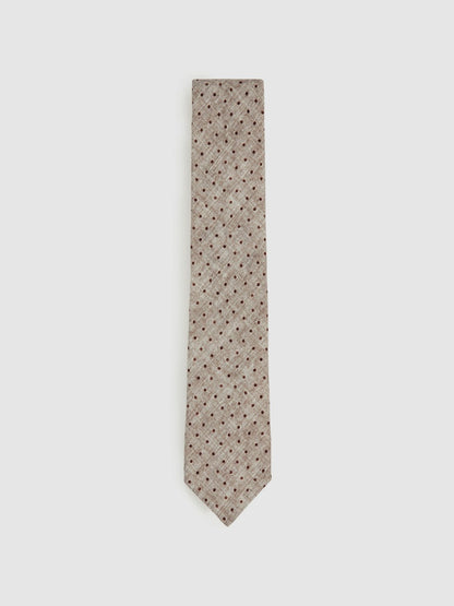 Wool-Cotton Polka-Dot Tie in Grey Melange | Reiss Men New