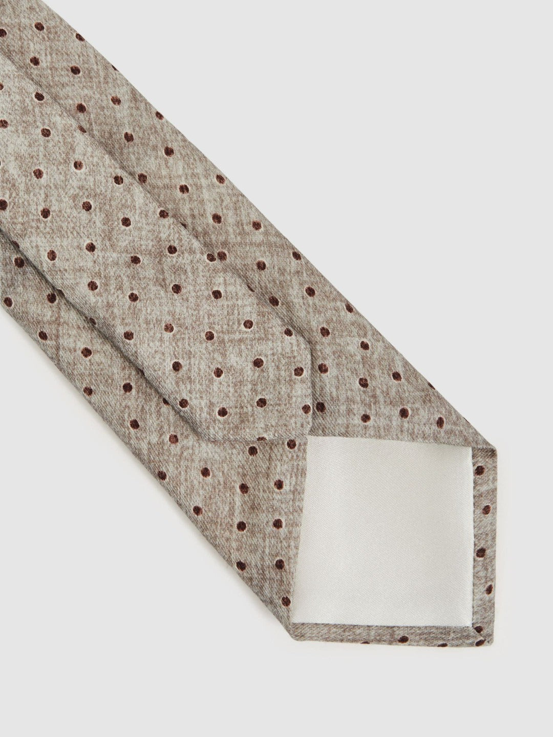 Wool-Cotton Polka-Dot Tie in Grey Melange | Reiss Men New