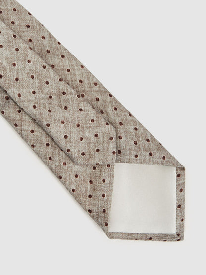 Wool-Cotton Polka-Dot Tie in Grey Melange | Reiss Men New