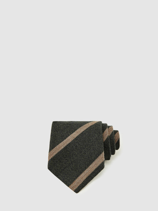 Wool-Silk Striped Tie in Forest Green | Reiss Men Popular