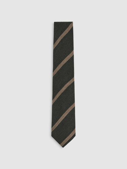 Wool-Silk Striped Tie in Forest Green | Reiss Men Popular