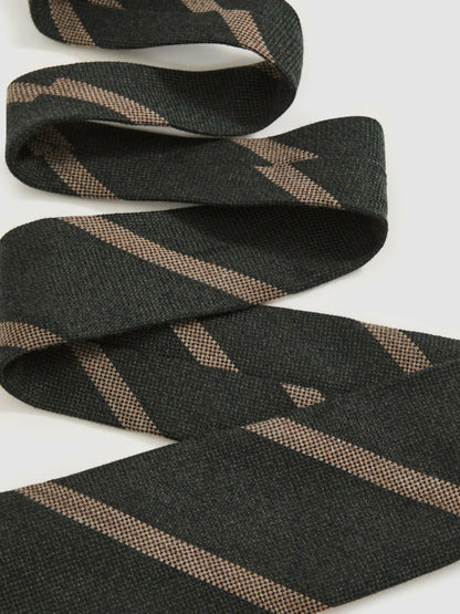 Wool-Silk Striped Tie in Forest Green | Reiss Men Popular