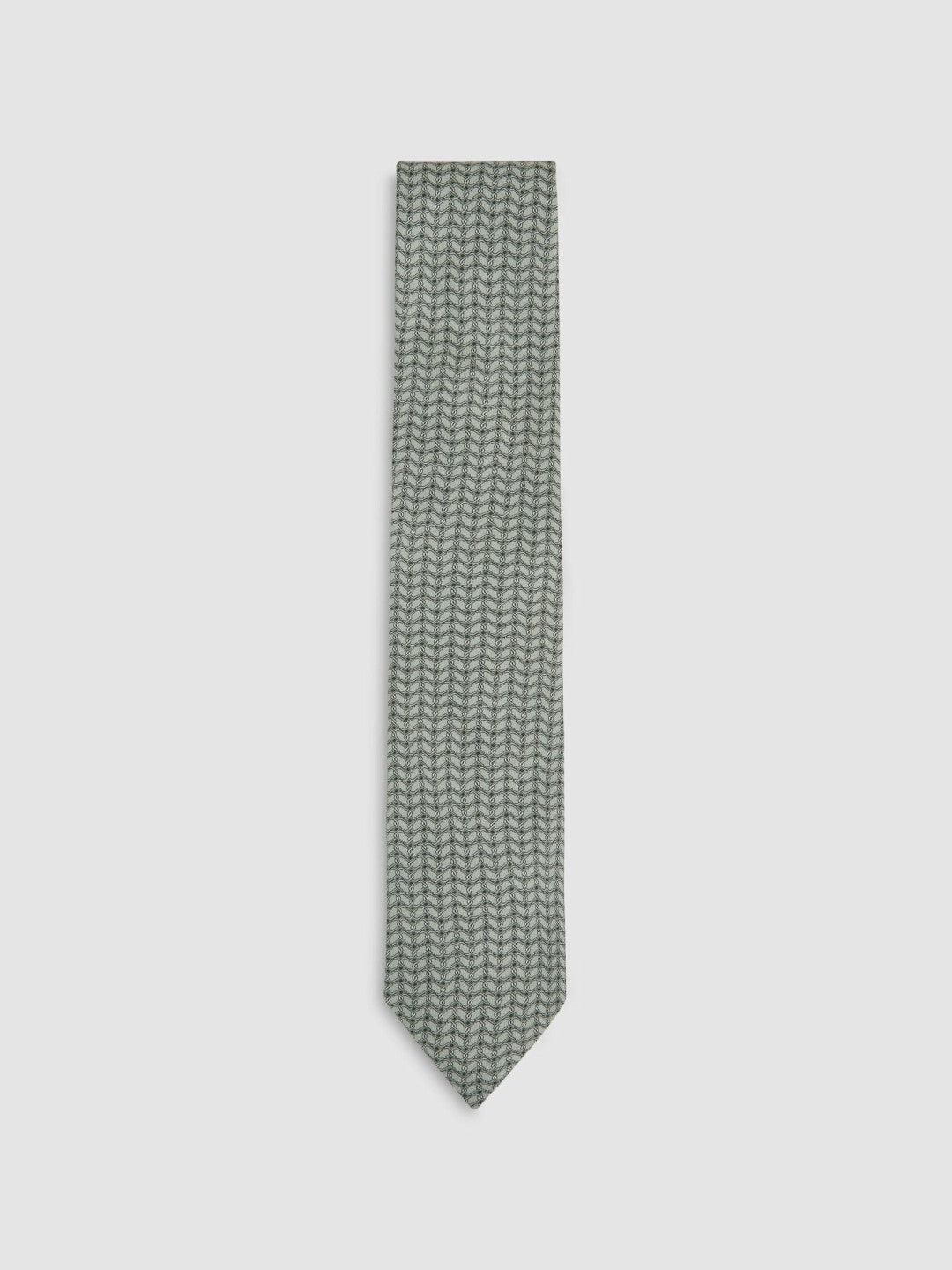 Silk Geometric-Chain Print Tie in Sage | Reiss Men Trending