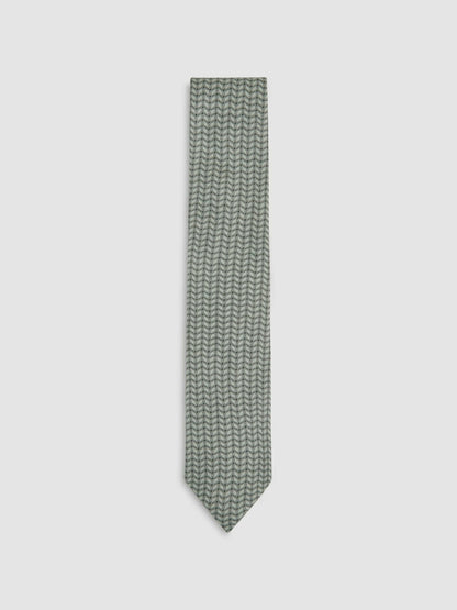 Silk Geometric-Chain Print Tie in Sage | Reiss Men Trending