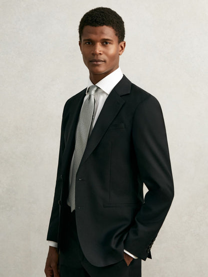Silk Geometric-Chain Print Tie in Sage | Reiss Men Trending