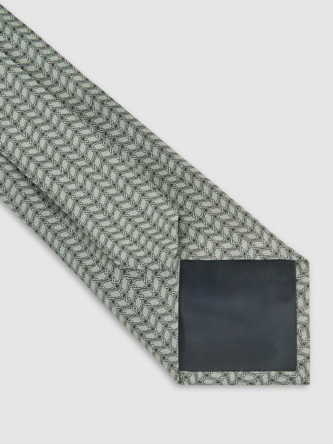 Silk Geometric-Chain Print Tie in Sage | Reiss Men Trending