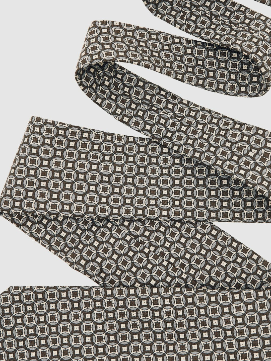 Silk Geometric-Print Tie in Chocolate Brown Multi | Reiss Men Trending