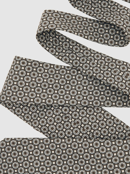 Silk Geometric-Print Tie in Chocolate Brown Multi | Reiss Men Trending