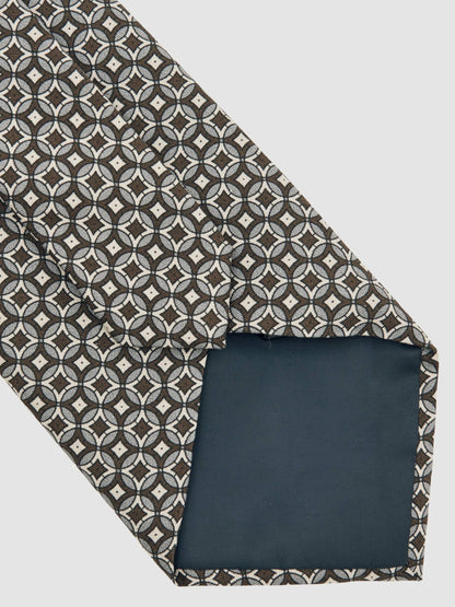 Silk Geometric-Print Tie in Chocolate Brown Multi | Reiss Men Trending