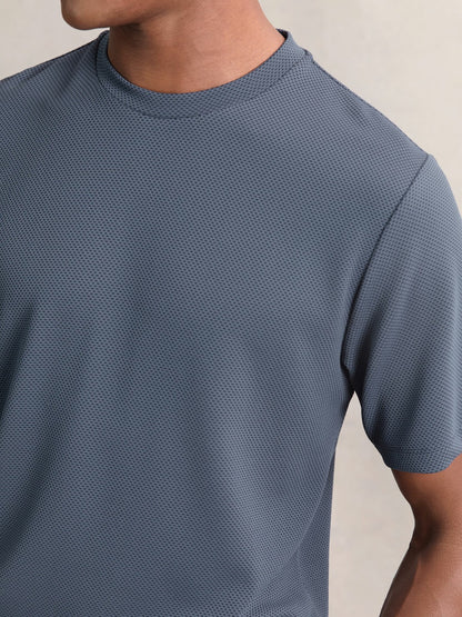 Textured Crew-Neck T-Shirt in Airforce Blue | Reiss Men Recommended