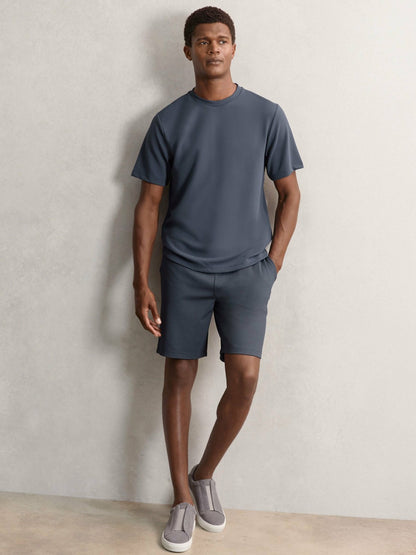 Textured Crew-Neck T-Shirt in Airforce Blue | Reiss Men Recommended