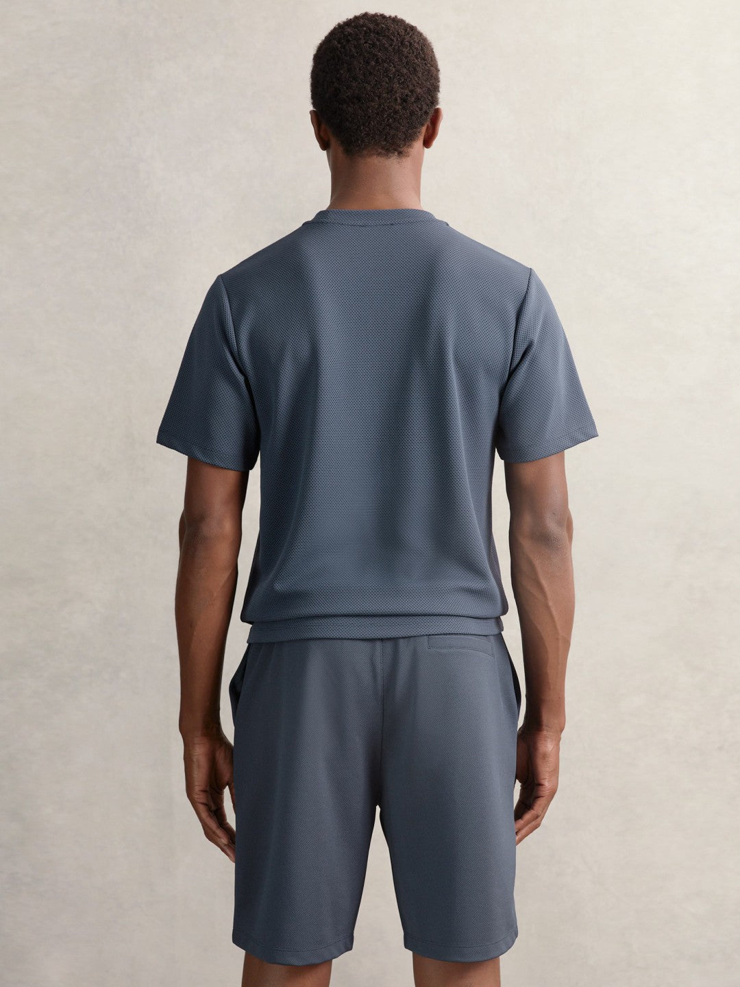 Textured Crew-Neck T-Shirt in Airforce Blue | Reiss Men Recommended